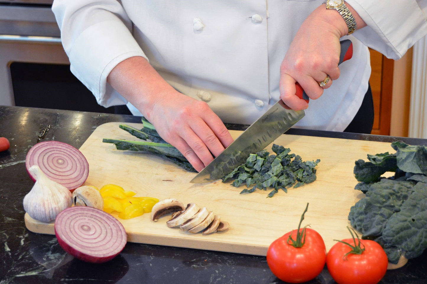 8'' Titanium Bonded® Kitchen Chef Santoku Blade Knife with Antimicrobial Protection