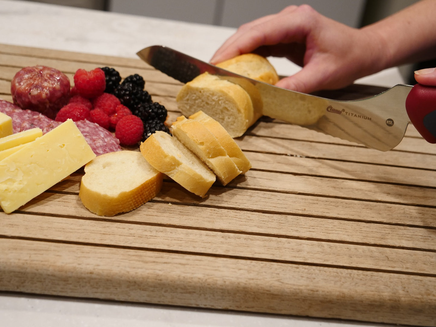 9'' Titanium Bonded® Kitchen Offset Serrated Knife with Antimicrobial Protection