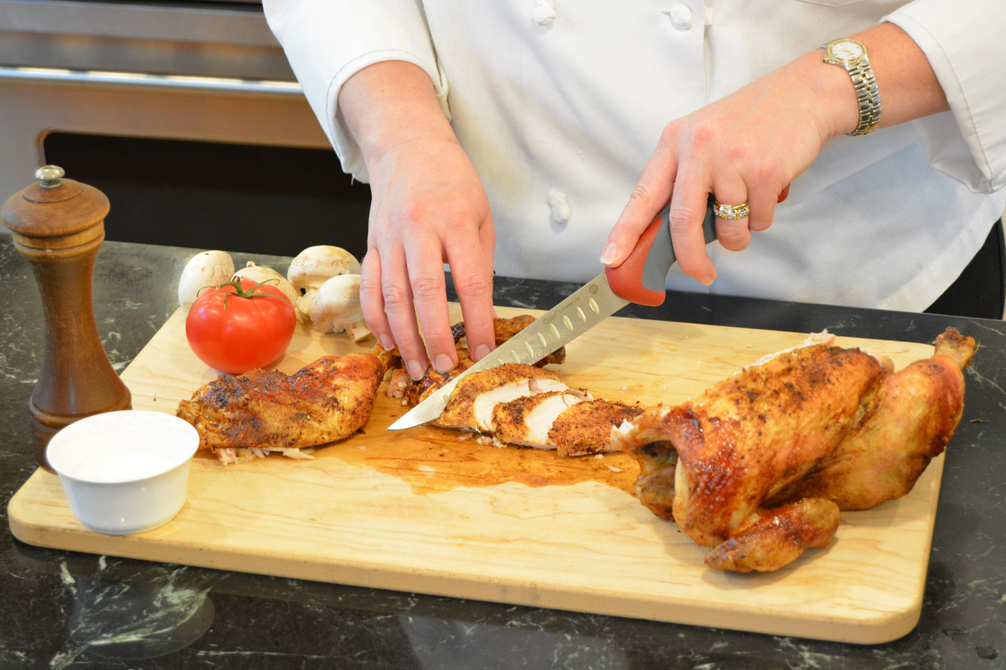 6.5'' Titanium Bonded® Kitchen Slicing Santoku Blade Knife with Antimicrobial Protection